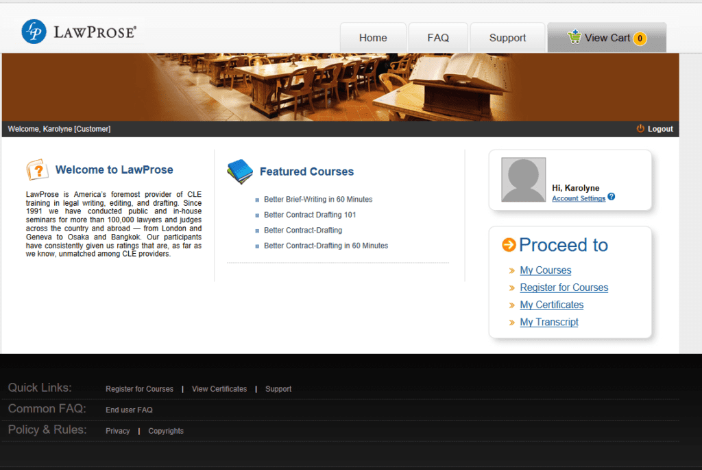 Main Page for elearning.vitalect.com/LAWPROSE/ 2022