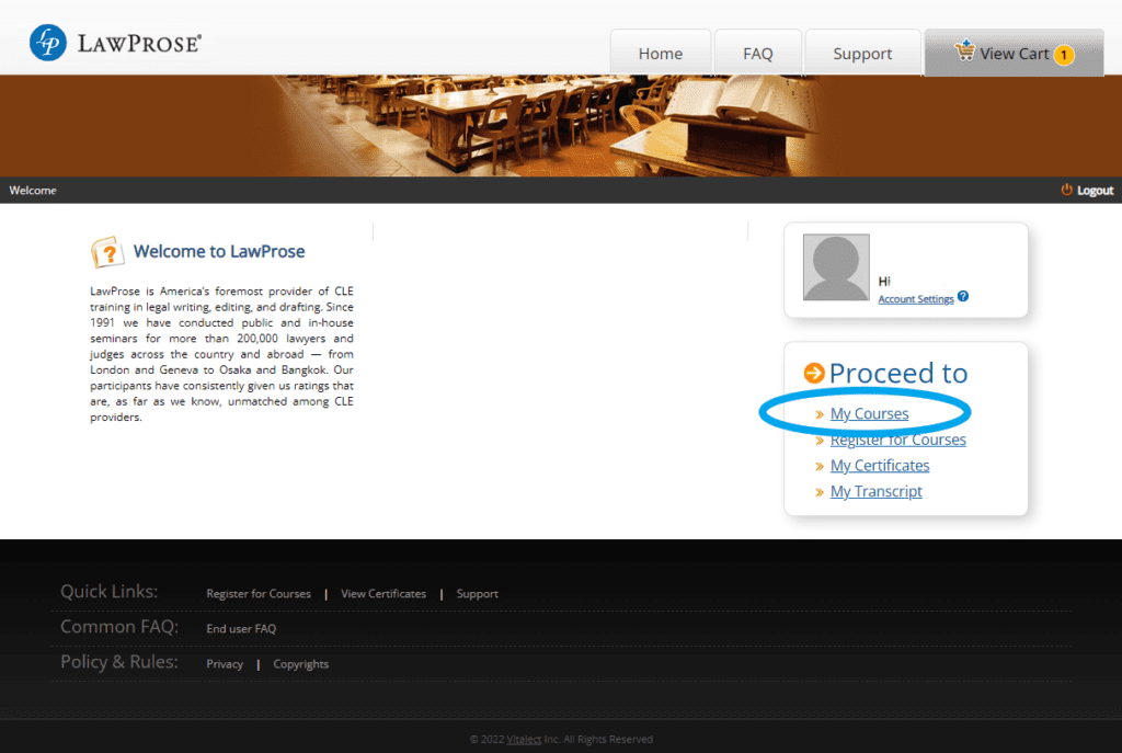 Proceed to My Courses 2022